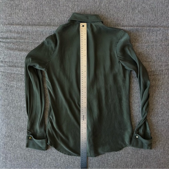 Ralph Lauren Black Label Silk Shirt Women’s Size 6 Long Sleeve Button Dark Green - Picture 9 of 9